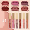 Professional detailed view of QICIY matte lip gloss set featuring six velvet shades and swatches - 6Pcs/Set / Box Set #1