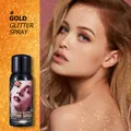 Spray de purpurina dorada de larga duración para cuerpo y cabello con acabado brillante - Dorado
