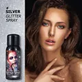 Spray de purpurina plateada para rostro y cuerpo, 120ml para maquillaje brillante - Plateado