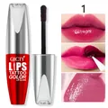 Detail view of QICIY peel-off lip gloss shade 1 with application and peel-off demonstration - 10.00g / Magenta (01)