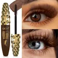 Detailed view of waterproof brown mascara showing volumizing effect on blue and brown eyes - 24H Waterproof Brown Style (Q578)