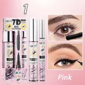 QICIY 2-in-1 waterproof mascara and eyeliner makeup set in pink packaging - Shade 01 Pink Floral Pattern