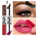 Dual-ended peel-off eyebrow gel and lip tint in dark brown and rose red color - 20.00g / No.01