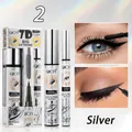 QICIY 2-in-1 waterproof mascara and eyeliner set in silver packaging for long lashes - Shade 02 Silver Modern Style