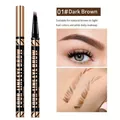 Macro view of the four-pronged pen tip with dark brown eyebrow swatch for natural look - 01# Dark Brown