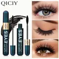 Detailed view of QICIY waterproof mascara showing dual-step brushes and lash results - Dual Head Lengthening Voluminous Style (Q549) / Black