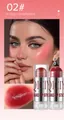 Detailed look of QICIY blush stick 02# showing a rosy skin effect and creamy swatch - 02 A Rosy Complexion