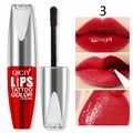 Macro detail of red peel-off lip gloss application and final tinted effect on lips - 10.00g / Deep Red (03)