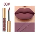 Matte mauve plum lip gloss shade 03 with applicator wand and lip texture swatch - Dark Purple (03#)