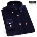 Premium navy blue 100% cotton corduroy long sleeve button-down shirt for men - 39 / Tops / Navy Blue