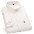 Premium white 100% cotton corduroy long sleeve shirt for men with slim fit vintage design - White