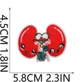 Detailed size measurements for a cute cartoon lung embroidered iron-on patch, 5.8cm wide - Cartoon Lungs Style (C26XZ-105-48)