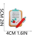 Detail showing 5x4cm dimensions for medical clipboard embroidery iron-on patch - Clipboard List Style (C26XZ-063-47)