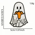 Halloween ghost embroidery patch with size measurements in cm and inches - Pumpkin Ghost Style (1#)