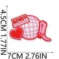 Detailed size measurements for the pink cowboy boot disco ball embroidered patch - Disco Ball Heart Cowboy Boots Combo Style (X11NZ-105-10) / 1 Piece/Pack (7x4.5cm)