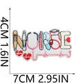 Close-up of nurse themed medical embroidery patch showing specific dimensions 7x4cm - NURSE Icon Combination Style (C26XZ-08-42)