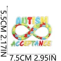 Detailed view of Autism Acceptance embroidered patch with a rainbow infinity symbol - Puzzle Infinity Acceptance Style (X23ZB-11-20)