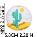 Detail of round desert cactus embroidered patch showing dimensions 5.8cm and 2.28in - Desert Cactus Round Style (X11NZ-14-13) / 1 Piece (5.8x5.8cm)