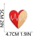 Detailed view of heartbeat heart embroidered patch with 5x4.7cm size specifications - ECG Heart Style (C26XZ-078-40)