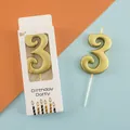 Elegant gold number 3 birthday candle for cake decoration in individual box packaging. - Number 3 / Gold