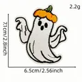 Vista detallada del parche bordado de fantasma de Halloween con calabaza de 7,1 cm - Estilo Fantasma con Sombrero de Calabaza (8#)