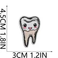 Detailed size view of cartoon tooth embroidery patch showing 4.5cm by 3cm dimensions - Tooth Style (C26XZ-066-36)