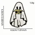Parche bordado de fantasma con cámara incluyendo dimensiones y peso detallados - Estilo Fantasma con Cámara (10#)