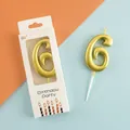 Elegant gold number 6 candle for birthday cake decoration in individual box - Number 6 / Gold