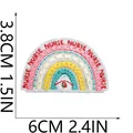 Size dimensions of rainbow nurse embroidery patch showing 6cm width and 3.8cm height - Rainbow Nurse Style (C26XZ-08-34)