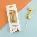 Elegant golden number 7 birthday candle for cake decoration in white packaging box - Number 7 / Gold