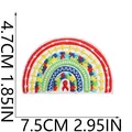 Detailed view of rainbow autism awareness patch with 4.7x7.5cm measurement guide - Puzzle Rainbow Ribbon Style (X23ZB-098-22)