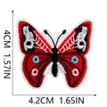 Detailed red butterfly embroidered patch with measurements 4.2cm x 4cm for clothing - Bright Red Embroidered Butterfly (C19HD-088-17) / 1 Piece