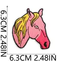 High-quality detailed macro view of a pink horse head embroidery patch with 6.3cm dimensions - Pink Horse Head Style (X11NZ-13-24)