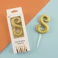 Golden letter S birthday candle for cake decoration in an individual gift box packaging - Number 8 / Gold
