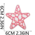 Detailed view of a pink star embroidered patch showing exact 6cm by 2.36in dimensions - Leopard Print Star Style (X11NZ-11-26)