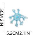 Detailed view of a blue neuron embroidery patch with visible 5cm by 5.2cm dimensions marked - Neuron Style (C26XZ-06-29)