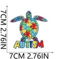 Detailed embroidery of colorful autism turtle patch measuring 7cm by 7cm - Puzzle Colorful Turtle Style (X23ZB-13-23)