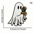 Dimensiones detalladas del parche bordado de fantasma de Halloween con un cactus - Estilo Fantasma de Cactus (22#)