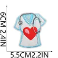 Detailed size view of nurse scrub embroidery patch with red heart and stethoscope. - Nurse Uniform Style (C26XZ-09-21)