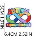 Close-up detail of infinity symbol autism acceptance embroidered patch with dimensions - Infinity Symbol Acceptance Style (X23ZB-13-03)
