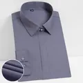 Professional women's slim fit gray long sleeve shirt with concealed placket - 35 / Tops / Gray