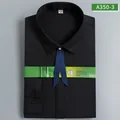 Professional women's black long-sleeve shirt in bamboo fiber with blue bow tie accent - 35 / Tops / Black