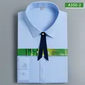 Professional women's light blue bamboo fiber shirt, long sleeve, non-iron, office style - 35 / Tops / Blue
