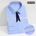 Professional light blue long sleeve business shirt for women in 100% cotton non-iron fabric - 35 / Top (F2657) / Long Sleeve (Twill) / Blue