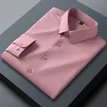Professional men's slim-fit long-sleeved mulberry silk shirt in elegant bean paste pink color - 38 / Tops / Bean Paste Pink (SCS196-6)