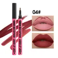 BMBN waterproof liquid lip liner in matte burgundy shade 04 with lip effect demo - No.04
