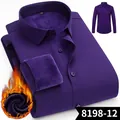 Deep purple men's winter warm shirt with thick fleece lining for business wear - 40 / Top (8198-12) / Deep purple