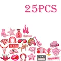 Set of 25 pink Western cowgirl embroidered iron-on patches for DIY clothing decor. - Type B Pink Cowboy Set (X11NZ-219-YT) / 25 Pack
