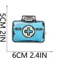 Embroidered blue first aid kit patch for clothing decoration, size 6x5 cm / 2.4x2 inches - First Aid Box Style (C26XZ-13-10)