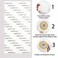 Detailed step-by-step tutorial for applying self-adhesive backing to floral embroidery patches. - Strong Adhesive Sheet (CROWN #513L) / 20x10cm